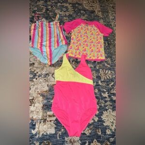 Bundle of 3 modest Girls Swim Bathing Suits Swimwear with coverage pink